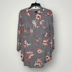 Torrid Gray Floral Blouse
